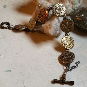 Handmade Antique Brass Button Bracelet